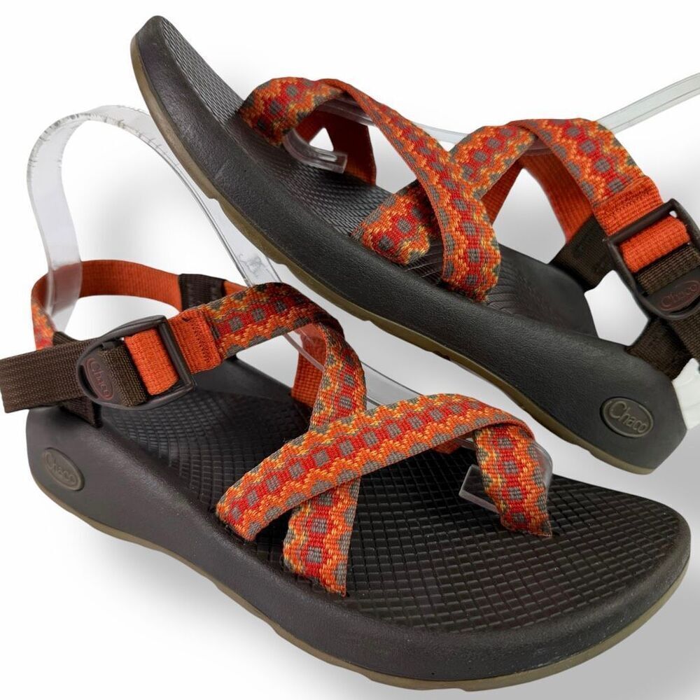 Chaco Z2 Yampa Spirit Orange Dual Strap Classic Sandals Toe Loop Ankle Strap 8